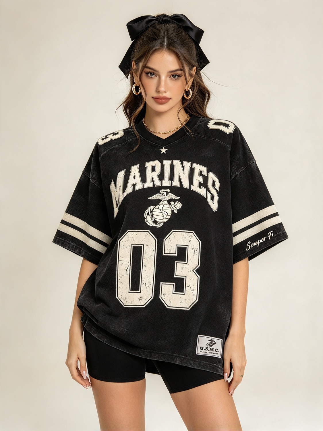 Oversized football jersey in black